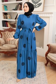 İndigo Blue Hijab Dress 10281IM - 1