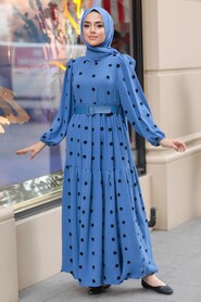 İndigo Blue Hijab Dress 10290IM - 2