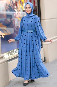 İndigo Blue Hijab Dress 10290IM - 1