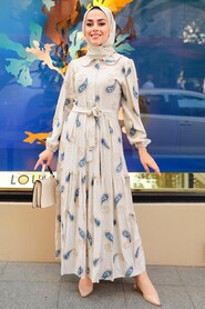 İndigo Blue Hijab Dress 10302IM - 1