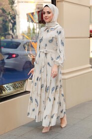 İndigo Blue Hijab Dress 10302IM - 2