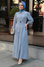 İndigo Blue Hijab Dress 10316IM - 1