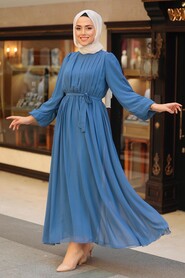 İndigo Blue Hijab Dress 10337IM - 1