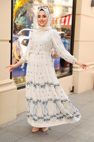 İndigo Blue Hijab Dress 10349IM - 1