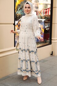 İndigo Blue Hijab Dress 10349IM - 2