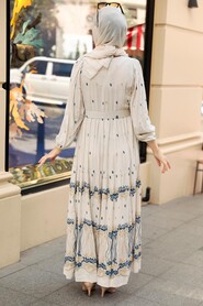 İndigo Blue Hijab Dress 10349IM - 3
