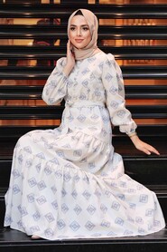 İndigo Blue Hijab Dress 11229IM - 3