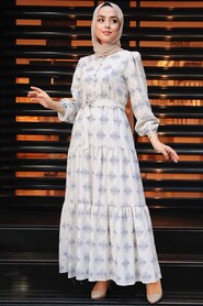 İndigo Blue Hijab Dress 11229IM - 2