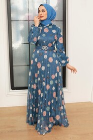 İndigo Blue Hijab Dress 11871IM - 1