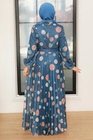 İndigo Blue Hijab Dress 11871IM - 2