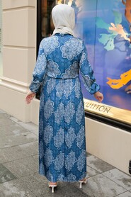 İndigo Blue Hijab Dress 1191IM - 3