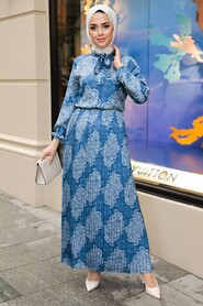 İndigo Blue Hijab Dress 1191IM - 2