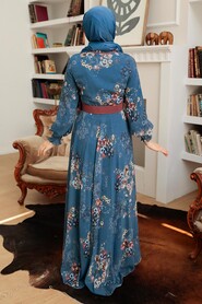 İndigo Blue Hijab Dress 1198IM - 4