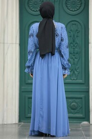 İndigo Blue Hijab Dress 12170IM - 3