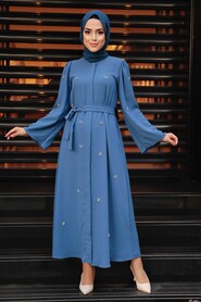 İndigo Blue Hijab Dress 1221IM - 2