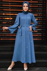 İndigo Blue Hijab Dress 1221IM - 1