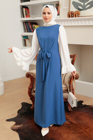 İndigo Blue Hijab Dress 1335IM - 3