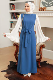 İndigo Blue Hijab Dress 1335IM - 1