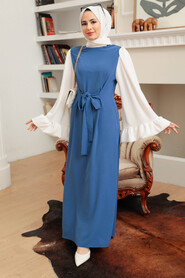 İndigo Blue Hijab Dress 1335IM - 5