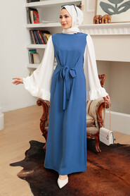 İndigo Blue Hijab Dress 1335IM - 4