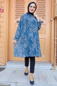 İndigo Blue Hijab Dress 1434IM - 1