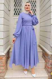 İndigo Blue Hijab Dress 1448IM - 1
