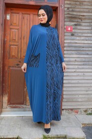 İndigo Blue Hijab Dress 1497IM - 1