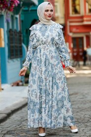 İndigo Blue Hijab Dress 16040IM - 2
