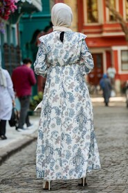 İndigo Blue Hijab Dress 16040IM - 3