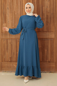 İndigo Blue Hijab Dress 1688IM - 1