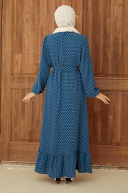 İndigo Blue Hijab Dress 1688IM - 2