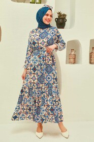 İndigo Blue Hijab Dress 1800IM - 1