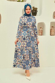 İndigo Blue Hijab Dress 1800IM - 2