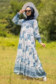 İndigo Blue Hijab Dress 1947IM - 1