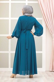 İndigo Blue Hijab Dress 20550IM - 2
