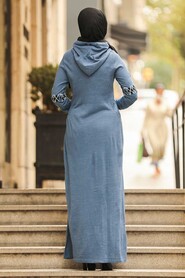 İndigo Blue Hijab Dress 2243IM - 1