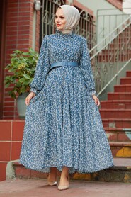 İndigo Blue Hijab Dress 2298IM - 1