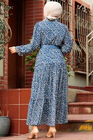 İndigo Blue Hijab Dress 2298IM - 2