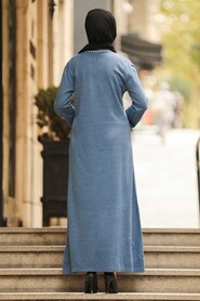 İndigo Blue Hijab Dress 23120IM - 2
