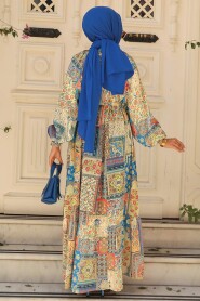İndigo Blue Hijab Dress 23155IM - 4