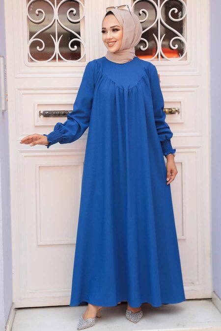 İndigo Blue Hijab Dress 23211IM - NEVA STYLE