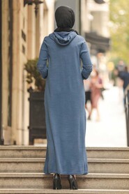 İndigo Blue Hijab Dress 2343IM - 2