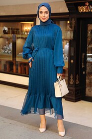 İndigo Blue Hijab Dress 2344IM - 1