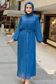 İndigo Blue Hijab Dress 24510IM - 1