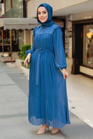 İndigo Blue Hijab Dress 24510IM - 2