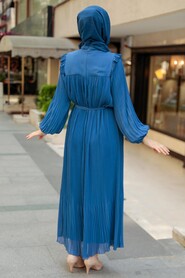 İndigo Blue Hijab Dress 24510IM - 4