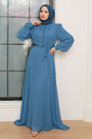 İndigo Blue Hijab Dress 2703IM - 1
