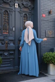 İndigo Blue Hijab Dress 2703IM - 3