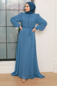 İndigo Blue Hijab Dress 2703IM - 2