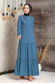 İndigo Blue Hijab Dress 27570IM - 1